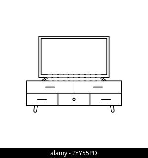 icône du support de téléviseur. Élément de mobilier pour concept mobile et applications web. Icône de ligne mince pour la conception et le développement de site Web, le développement d'applications. Premi Illustration de Vecteur