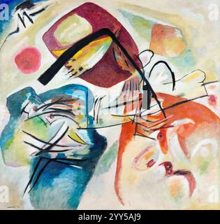 Wassily Kandinsky, avec l'arc noir (mit dem schwarzen Bogen), peinture abstraite à l'huile sur toile, 1912 Banque D'Images