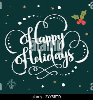 Texte lettré joyeuses fêtes isolé sur fond vert. Illustration vectorielle Illustration de Vecteur