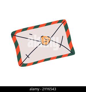 Icône d'enveloppe isolée sur fond. Autocollant vectoriel ou clip Signe ou symbole de message papier. Lettre vintage au courrier du Père Noël. Illustration de Vecteur