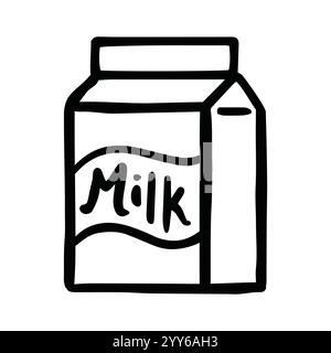 Icône de pot de bouteille de carton de lait dessinée à la main - lignes noires et blanches épaisses SVG Illustration de Vecteur