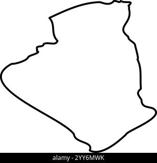 Algérie - carte de la frontière noire unie de la région du pays. Illustration simple à vecteur plat. Illustration de Vecteur