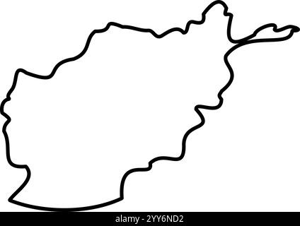 Afghanistan - carte de la frontière noire unie de la région du pays. Illustration simple à vecteur plat. Illustration de Vecteur
