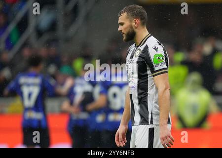 Milan, Italie. 19 décembre 2024. Udinese's Brenner lors de la manche de la Coppa Italia du match de football 16 entre Inter et Udinese au stade SanSiro de Milan, Italie du Nord - mercredi 19 décembre 2024. Sport - Soccer . (Photo de Spada/Lapresse) crédit : LaPresse/Alamy Live News Banque D'Images