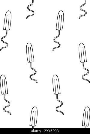 Modèle sans couture de vecteur de tampon menstruel d'esquisse de doodle dessiné à la main isolé sur fond blanc Illustration de Vecteur