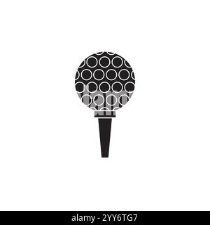 Balle de golf noire plate de vecteur isolée sur fond blanc Illustration de Vecteur