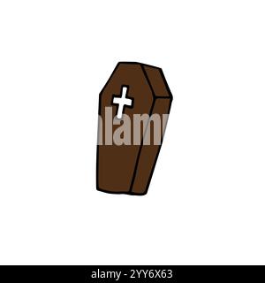 Cercueil coloré dessiné à la main par vecteur doodle isolé sur fond blanc Illustration de Vecteur