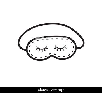 Masque de sommeil d'esquisse de doodle dessiné à la main vectoriel avec les yeux fermés isolés sur fond blanc Illustration de Vecteur