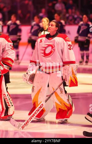 19 novembre 2024 : la gardienne de la charge d’Ottawa Gwyneth Philips (33) regarde avant un match de hockey PWHL entre la charge d’Ottawa et le Frost du Minnesota au Xcel Energy Center à Paul, Minnesota. Steven Garcia-CSM Banque D'Images