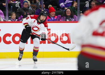 19 novembre 2024 : la défenseuse de la charge d’Ottawa Stephanie Markowski (6 ans) fait une passe lors d’un match de hockey PWHL entre la charge d’Ottawa et le Frost du Minnesota au Xcel Energy Center à Paul, Minnesota. Steven Garcia-CSM Banque D'Images