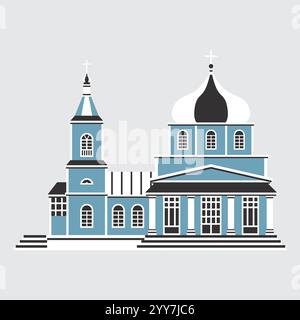 Église. Illustration vectorielle. Église orthodoxe. Façade d'un édifice religieux. Architecture russe. Illustration de Vecteur