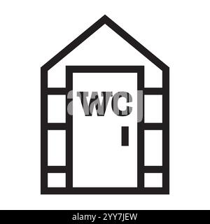 Icône de contour des toilettes publiques. Toilette chimique portative. Illustration vectorielle. Objet isolé sur blanc. Signe de style linéaire pour concept mobile et web. Illustration de Vecteur