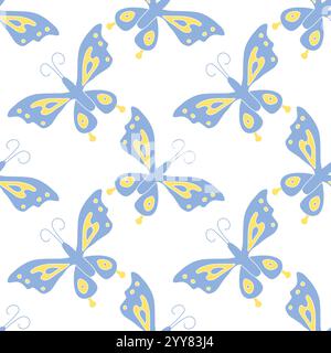Motif papillon sans couture. ornement avec des papillons. illustration dessinée du ressort Illustration de Vecteur