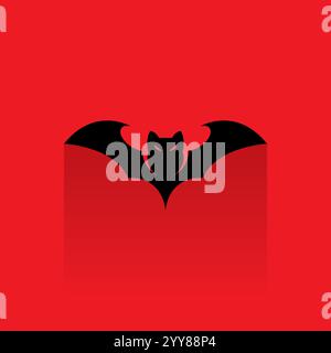 vecteur d'icône de silhouette de chauve-souris avec fond de couleur rouge Illustration de Vecteur