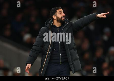 Ruben Amorim, Manager de Manchester United - Tottenham Hotspur v Manchester United, Carabao Cup Quarter final, Tottenham Hotspur Stadium, Londres, Royaume-Uni - 19 décembre 2024 usage éditorial exclusif - restrictions DataCo applicables Banque D'Images