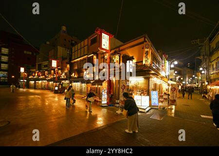 Tokyo, Japon - 26 novembre 2024 : quartier commerçant d'Asakusa la nuit Banque D'Images