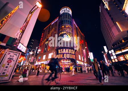 Tokyo, Japon - 26 novembre 2024 : quartier commerçant d'Asakusa la nuit Banque D'Images