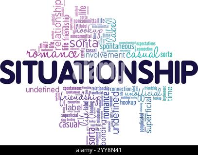 Conception conceptuelle de nuage de mots de Situationship isolé sur fond blanc. Illustration de Vecteur