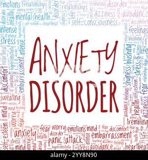 Conception conceptuelle de nuage de mots de trouble anxieux isolé sur fond blanc. Illustration de Vecteur