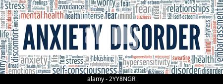 Conception conceptuelle de nuage de mots de trouble anxieux isolé sur fond blanc. Illustration de Vecteur