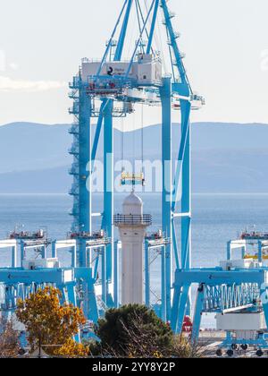 Grues passerelle dans le port de Rijeka Banque D'Images