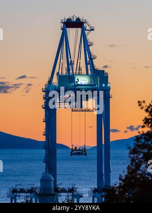 Grues passerelle dans le port de Rijeka Banque D'Images