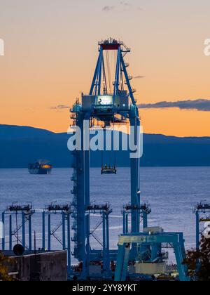 Grues passerelle dans le port de Rijeka Banque D'Images