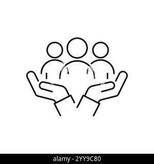 inclusion icône d'équité sociale, aider ou soutenir les employés, égalité des sexes, soins communautaires, diversité d'âge et de culture, groupe de personnes sauver Illustration de Vecteur