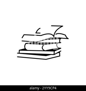 Pile de livres icône, pictogramme de style isolé sur blanc. Symbole de l'étude, illustration du logo. Illustration de Vecteur