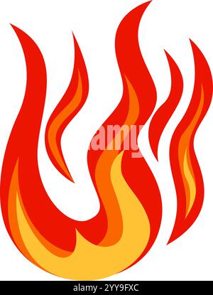 Flammes stylisées simples s'élevant, avec des couleurs rouge et orange, créant une représentation visuellement attrayante du feu et de la chaleur sur un fond blanc Illustration de Vecteur