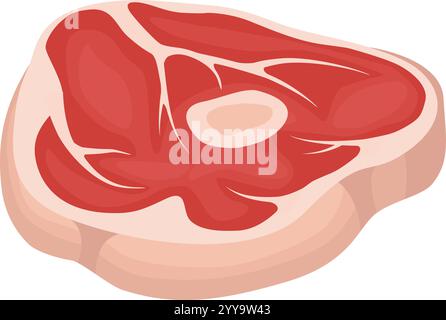 Steak de bœuf cru avec fibres musculaires visibles et graisse, idéal pour griller ou frire à la poêle, représentant un ingrédient riche en protéines pour une alimentation saine et équilibrée Illustration de Vecteur