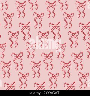 Ruban et noeuds motif sans couture rouge Illustration de Vecteur