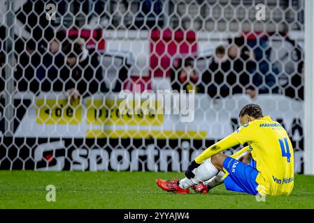 WAALWIJK, pays-Bas. 20 décembre 2024. SPO, Mandemakers Stadium, Dutch eredivisie, saison 2024/2025, pendant le match RKC - PEC Zwolle, le défenseur du RKC Liam van Gelderen crédit : Pro Shots/Alamy Live News Banque D'Images