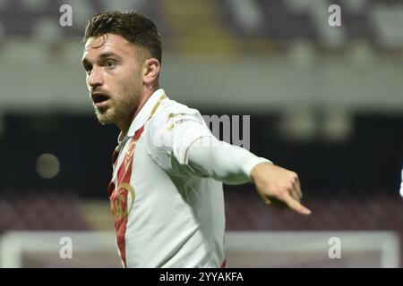 Salerne, Italie, 20 décembre 2024 Niccolo Corrado de Brescia Calcio gestes pendant le Soccer Serie B BKT entre US Salernitana 1919 vs Brescia Calcio :Agostino Gemito/ Alamy Live News Banque D'Images