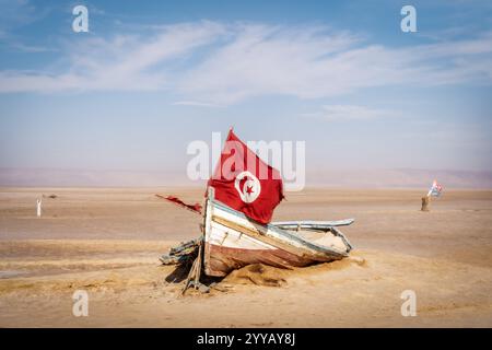 Lac Zarzis dans le sud de la Tunisie lac sec Banque D'Images