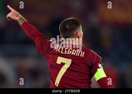 Lorenzo Pellegrini de l'AS Roma lors du match de football de l'Europa League entre L'AS Roma et Braga au stade Olimpico à Rome (Italie), le 12 décembre 2024. Banque D'Images