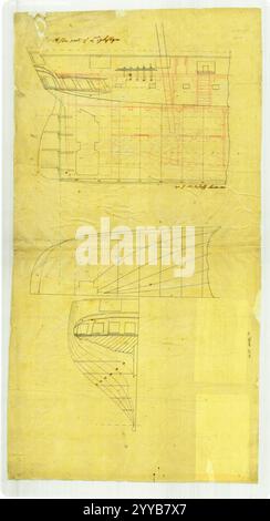 Stern plans du navire britannique Highflyer, 1827, du département de la Marine. Bureau du chef des opérations navales. Division du renseignement. Banque D'Images