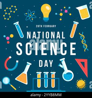 illustration de la journée nationale de la science dans un design plat Illustration de Vecteur
