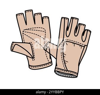 Modèle de maquette vectorielle de dessin plat technique de gants sans doigts à empreinte d'eau féminine. Illustration de Vecteur