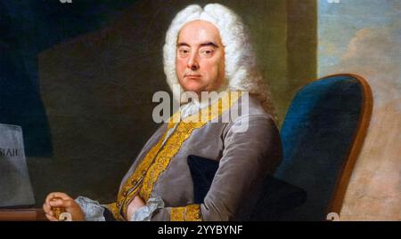 GEORGE FRIDERIC HANDEL (1685-1759) compositeur germano-britannique. Détail du portrait de Thomas Hudson en 1756 Banque D'Images