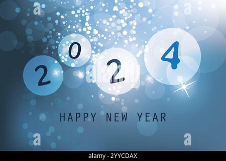 Meilleurs voeux - Blue abstrait style moderne carte de voeux bonne année, couverture ou fond, modèle de conception créative - 2024 Illustration de Vecteur