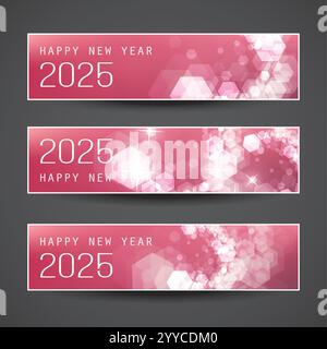 Ensemble de Noël horizontal scintillant glacé violet froid, en-têtes de bonne année ou bannières pour le Web, modèle de conception vectorielle - 2025 Illustration de Vecteur