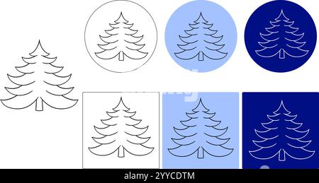 Ensemble de logo vectoriel d'arbre de pin, icône, silhouette et logo vectoriel. elément isolé de ligne graphique. Signe et symbole de la nature. Illustration de Vecteur