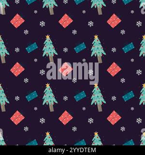 Motif sans couture sur le thème hiver et Noël. Fond de Noël. Motif papier cadeau de Noël Illustration de Vecteur