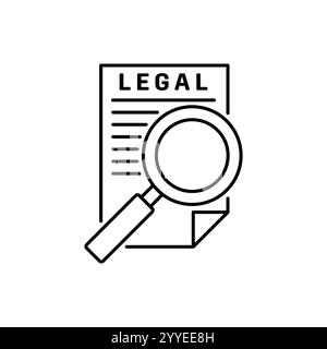Icône de ligne de révision juridique. signe de style linéaire pour le concept mobile et la conception web. Loupe sur une icône vectorielle de contour de document Illustration de Vecteur