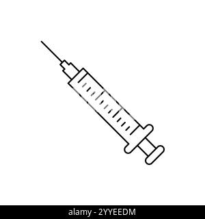 Icône de ligne de seringue médicale. signe de style linéaire pour le concept mobile et la conception web. Seringue avec icône vectorielle de contour d'aiguille. Symbole de vaccination, logo illu Illustration de Vecteur