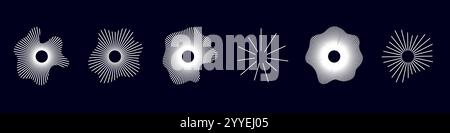 Motif d'onde radiale abstrait avec des lignes circulaires dynamiques. Conception de forme d'onde sonore pour la musique, l'audio et la technologie. Illustration vectorielle plate isolée sur Illustration de Vecteur