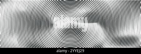 Fond d'onde abstrait avec des lignes radiales et des motifs circulaires. Design numérique dégradé avec des formes géométriques et des effets sonores. Vecteur plat Illustration de Vecteur
