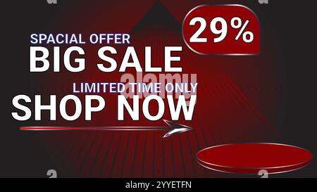 29% offre spéciale grande vente limitée dans le temps seulement boutique maintenant modèle bannière avec thème de couleur DarkRed Illustration de Vecteur