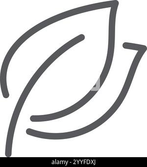 Illustration dessinée à la main avec une feuille grise stylisée avec des veines proéminentes, créant un design simple mais élégant adapté à diverses nature liées Illustration de Vecteur